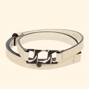 ANINE BING crème narrow leather designer belt